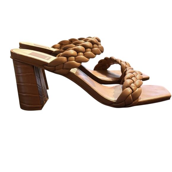 Dolce Vita Braided Block Heeled Sandals Paily Stella Tan Cafe Leather - Picture 5 of 10